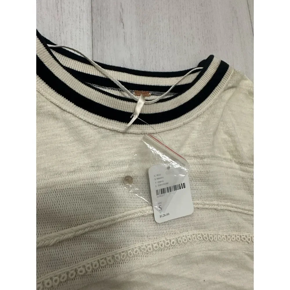 NWT‎ FREE PEOPLE Marakesh Embellished Sleeves Top Sz S $128 MSRP Ivory